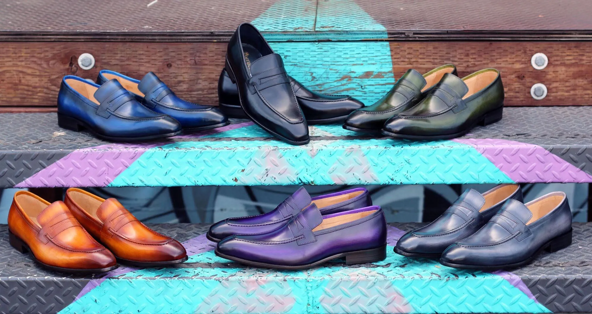 Kalbleder-Penny-Loafer im Slip-On-Design in Marineblau