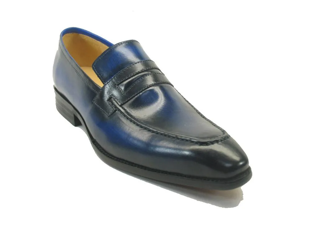 Kalbleder-Penny-Loafer im Slip-On-Design in Marineblau