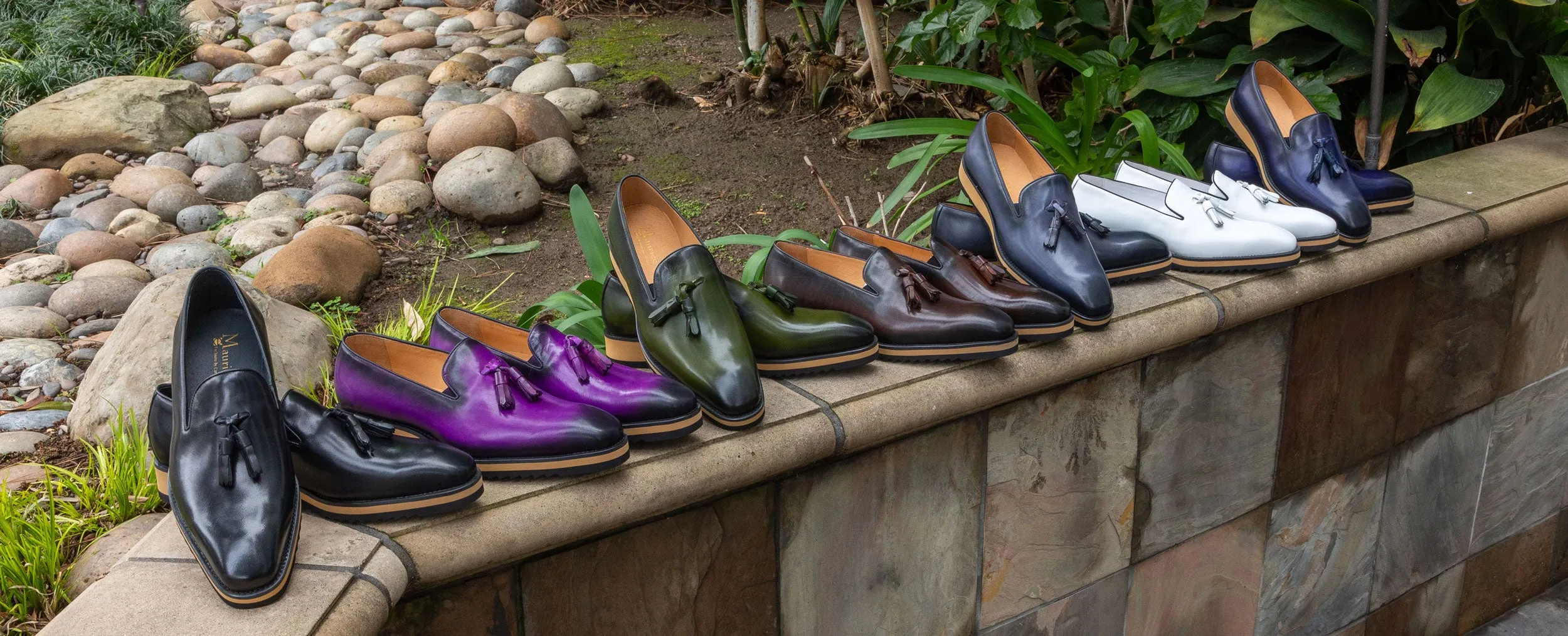 Grauer Kalbsleder-Slip-On mit Quaste