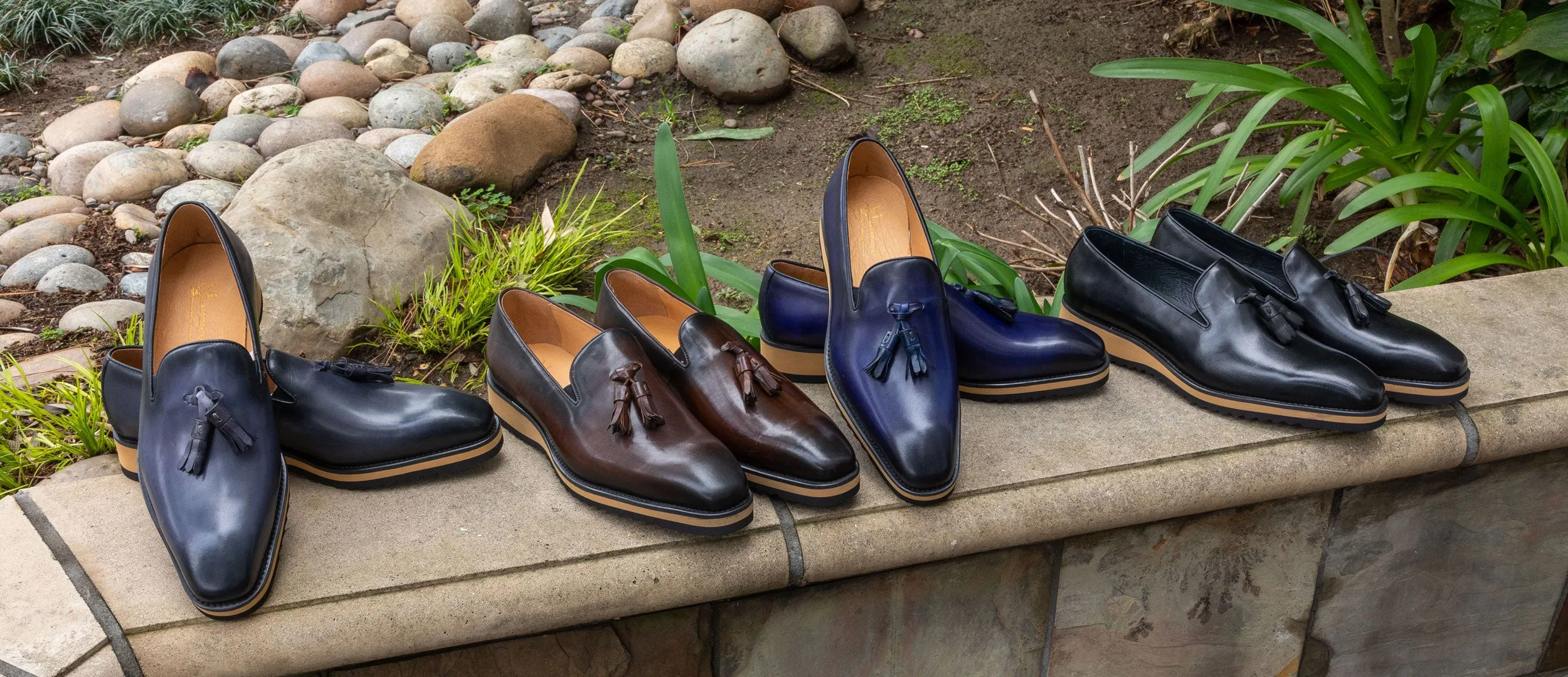 Grauer Kalbsleder-Slip-On mit Quaste
