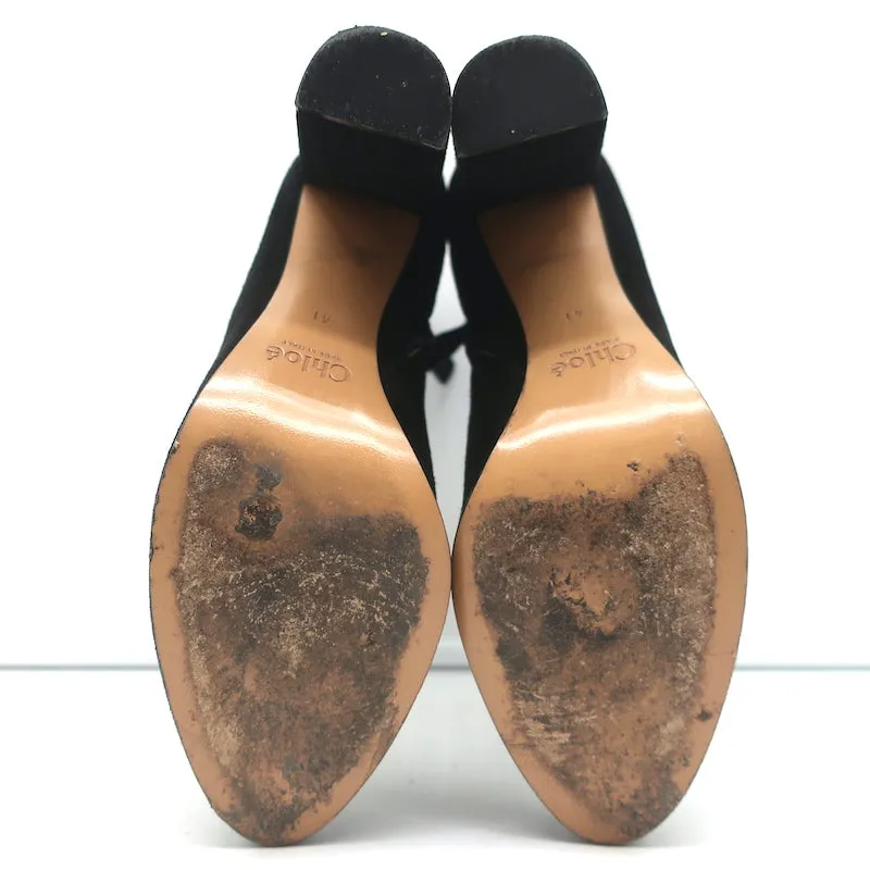 Chloe Stiefeletten Schwarz Wildleder Größe 41 High Heel Booties