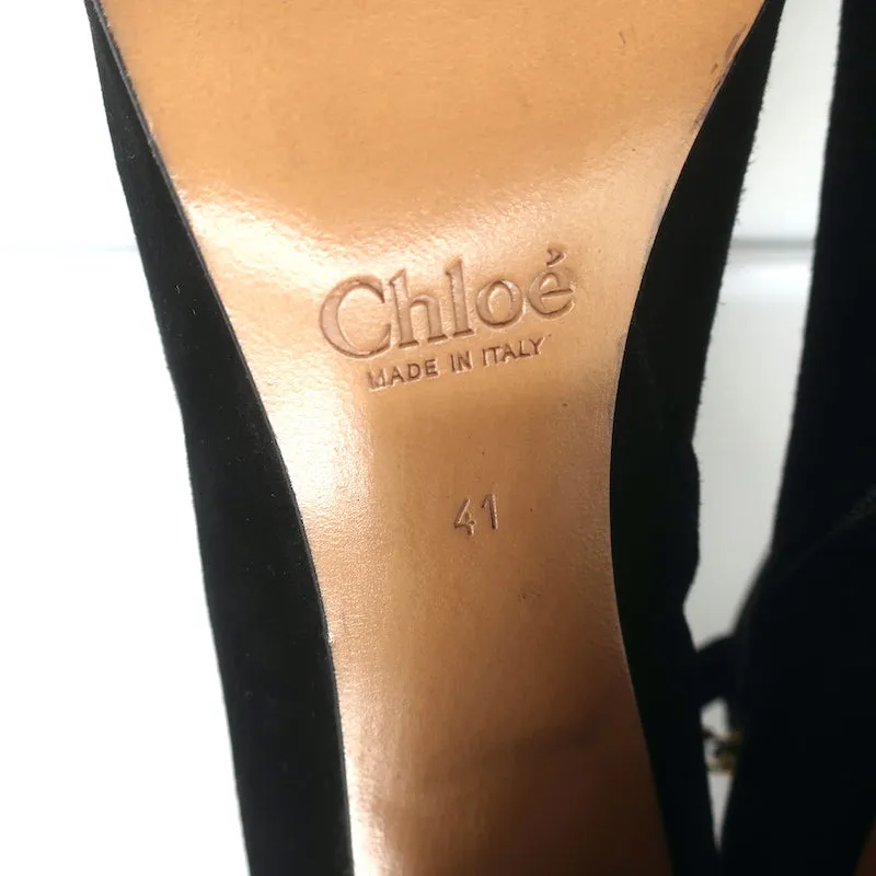 Chloe Stiefeletten Schwarz Wildleder Größe 41 High Heel Booties