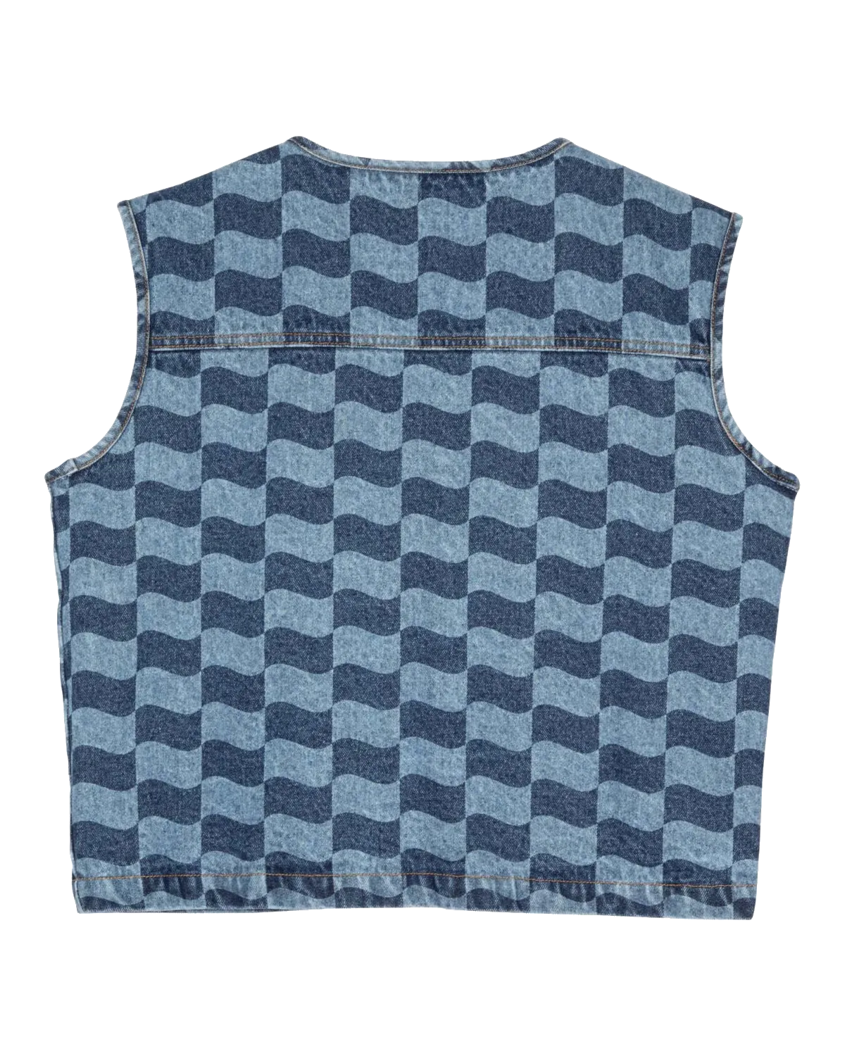 Klassisches Label Gilet in Blau-Wellen-Karo
