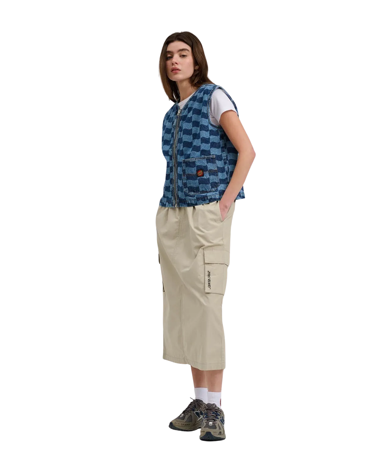 Klassisches Label Gilet in Blau-Wellen-Karo