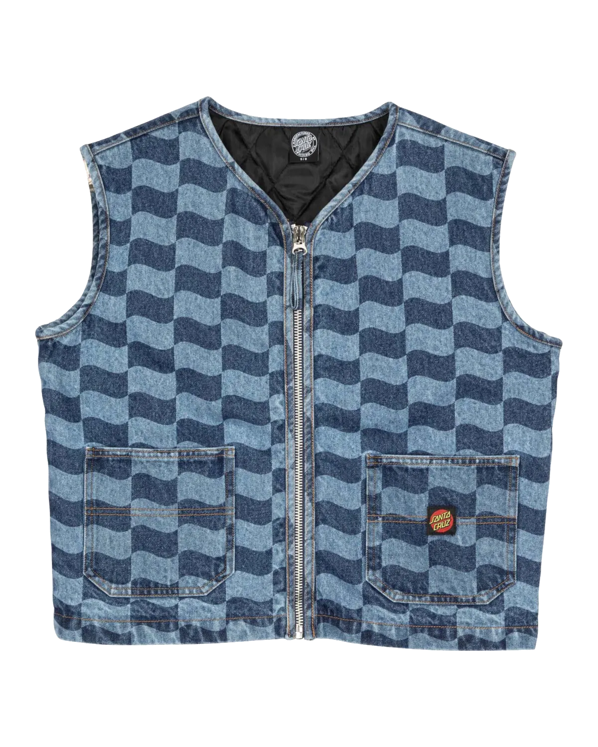 Klassisches Label Gilet in Blau-Wellen-Karo