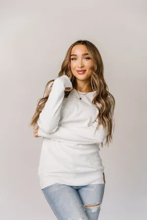 Klassischer Pullover-Sweatshirt - Puder