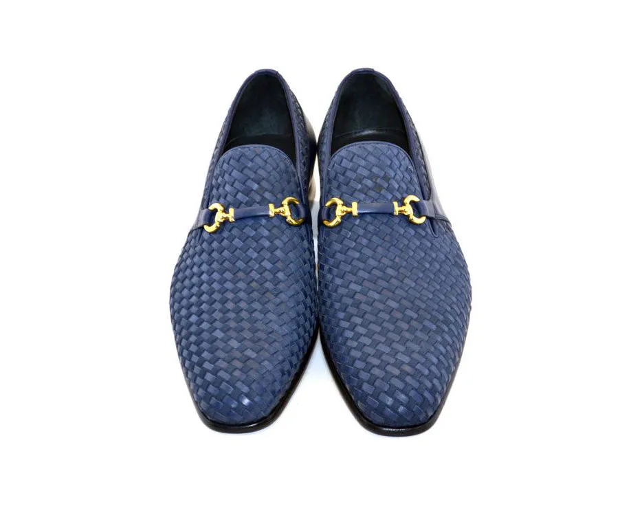 Corrente Woven Calfskin & Suede Slip-On Schuh Blau
