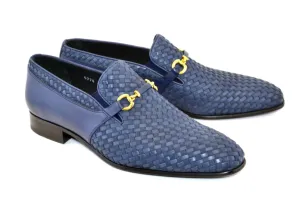 Corrente Woven Calfskin & Suede Slip-On Schuh Blau