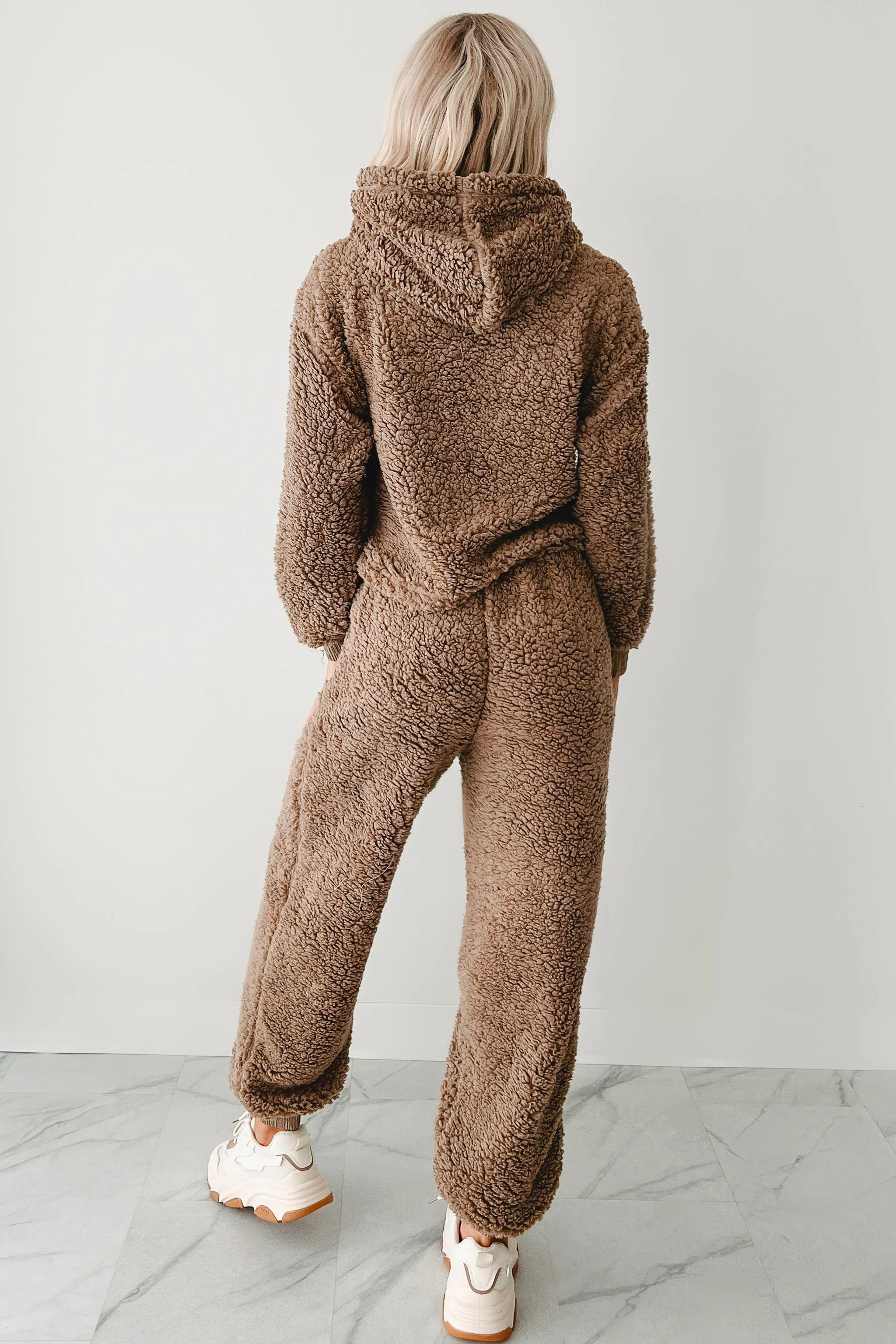 Kuscheliges Zweiteiliges Fleece-Lounge-Set (Mokka)