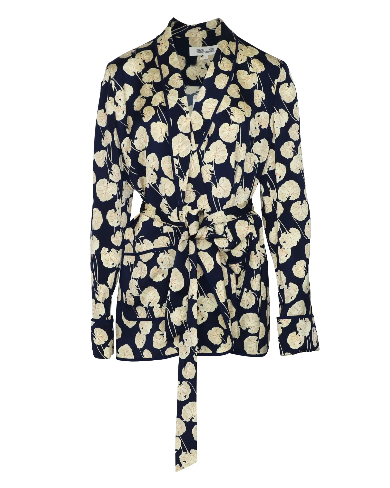 Diane Von Furstenberg Kimono Wickeljacke in Marineblau Viskose