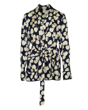 Diane Von Furstenberg Kimono Wickeljacke in Marineblau Viskose