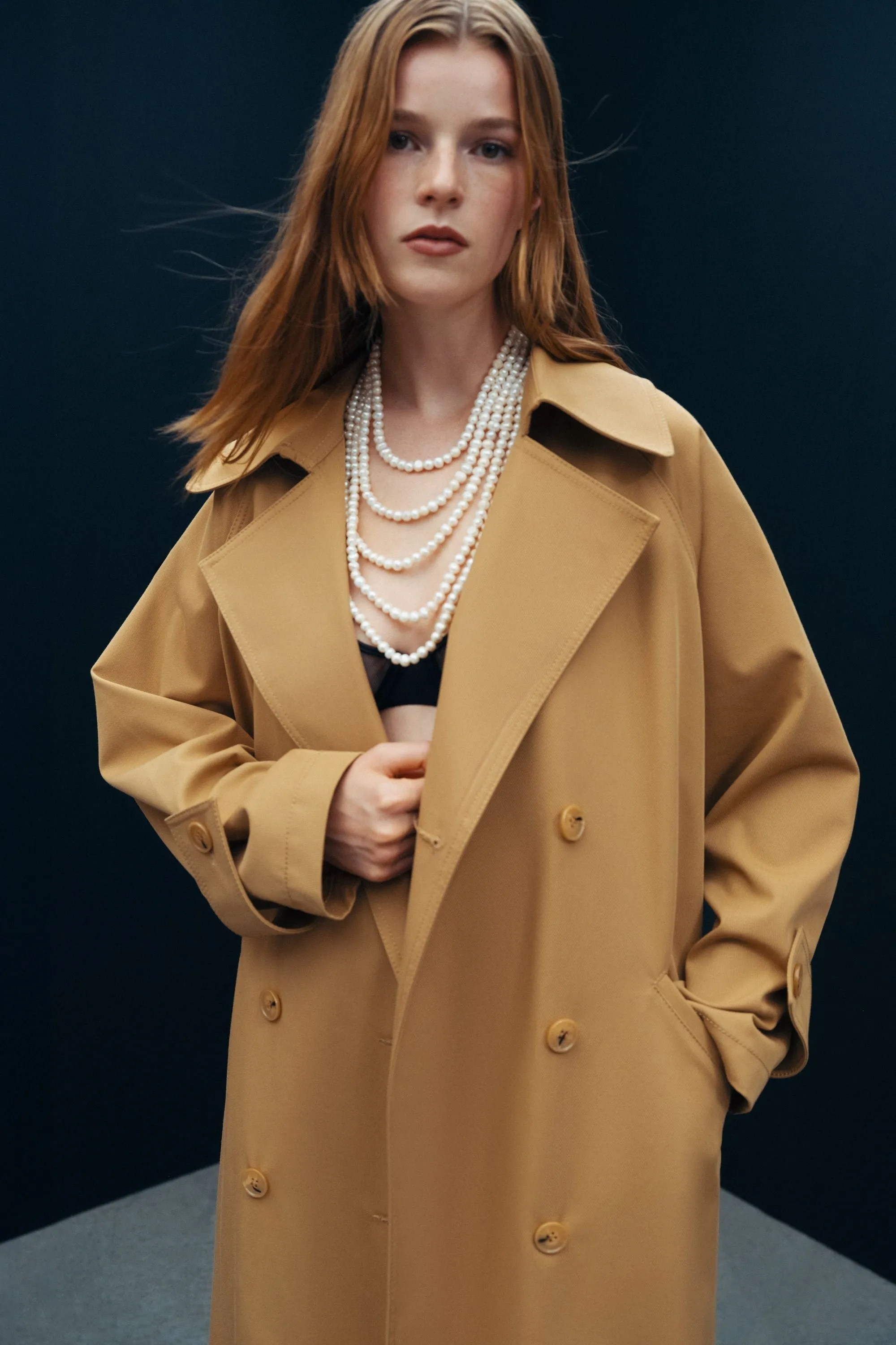 Doppelreihiger Übergroßer Trenchcoat