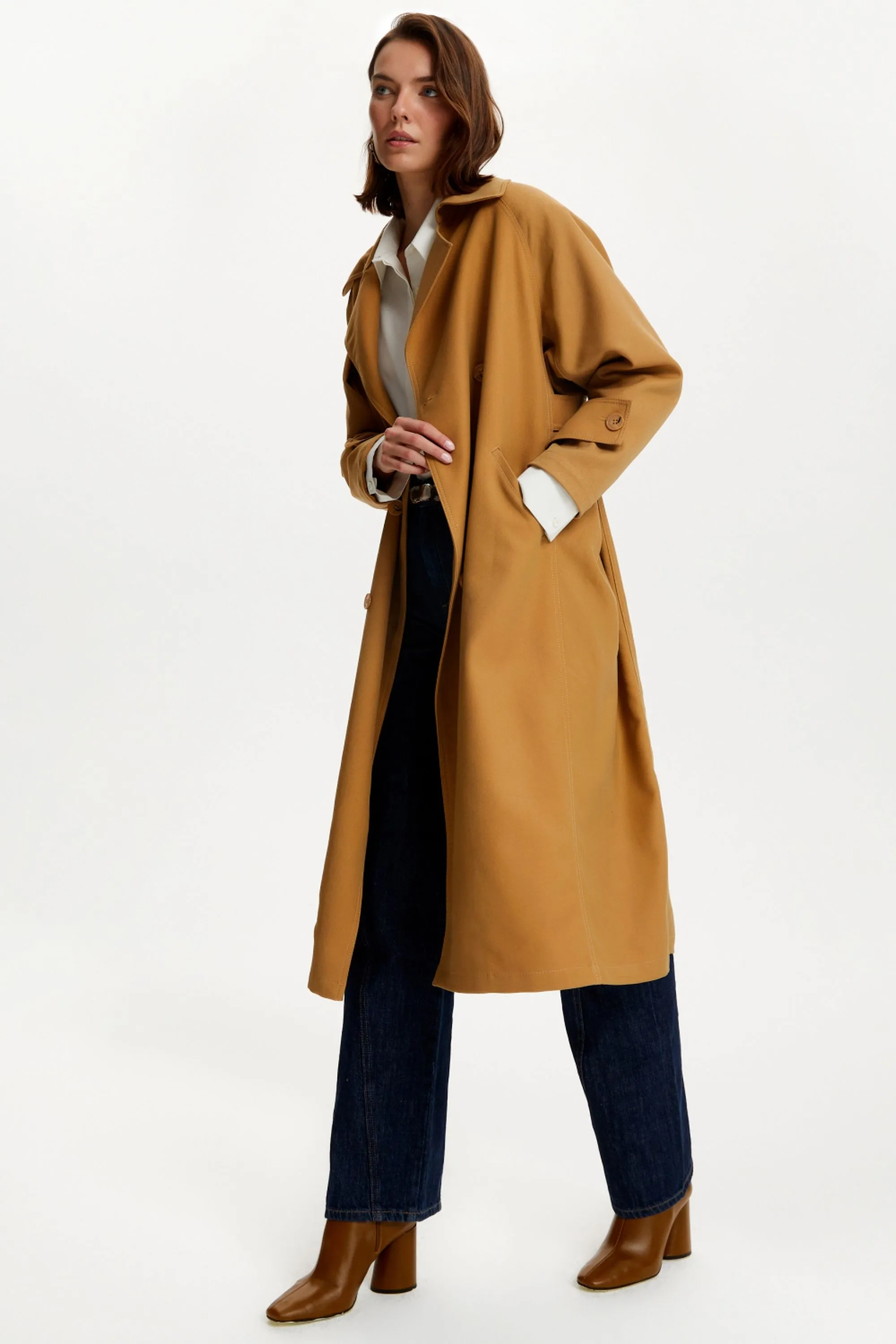 Doppelreihiger Übergroßer Trenchcoat