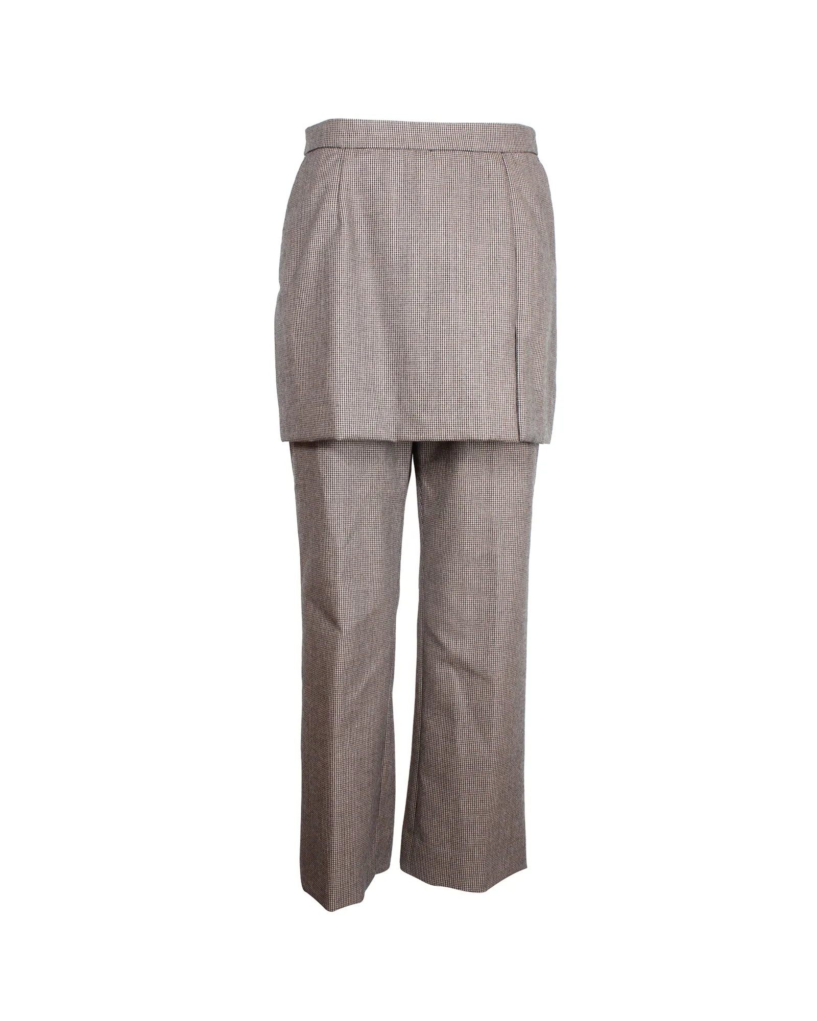 Dries Van Noten Pinella Karo drapiertes Panel gerade Bein Hose in Braun Wolle