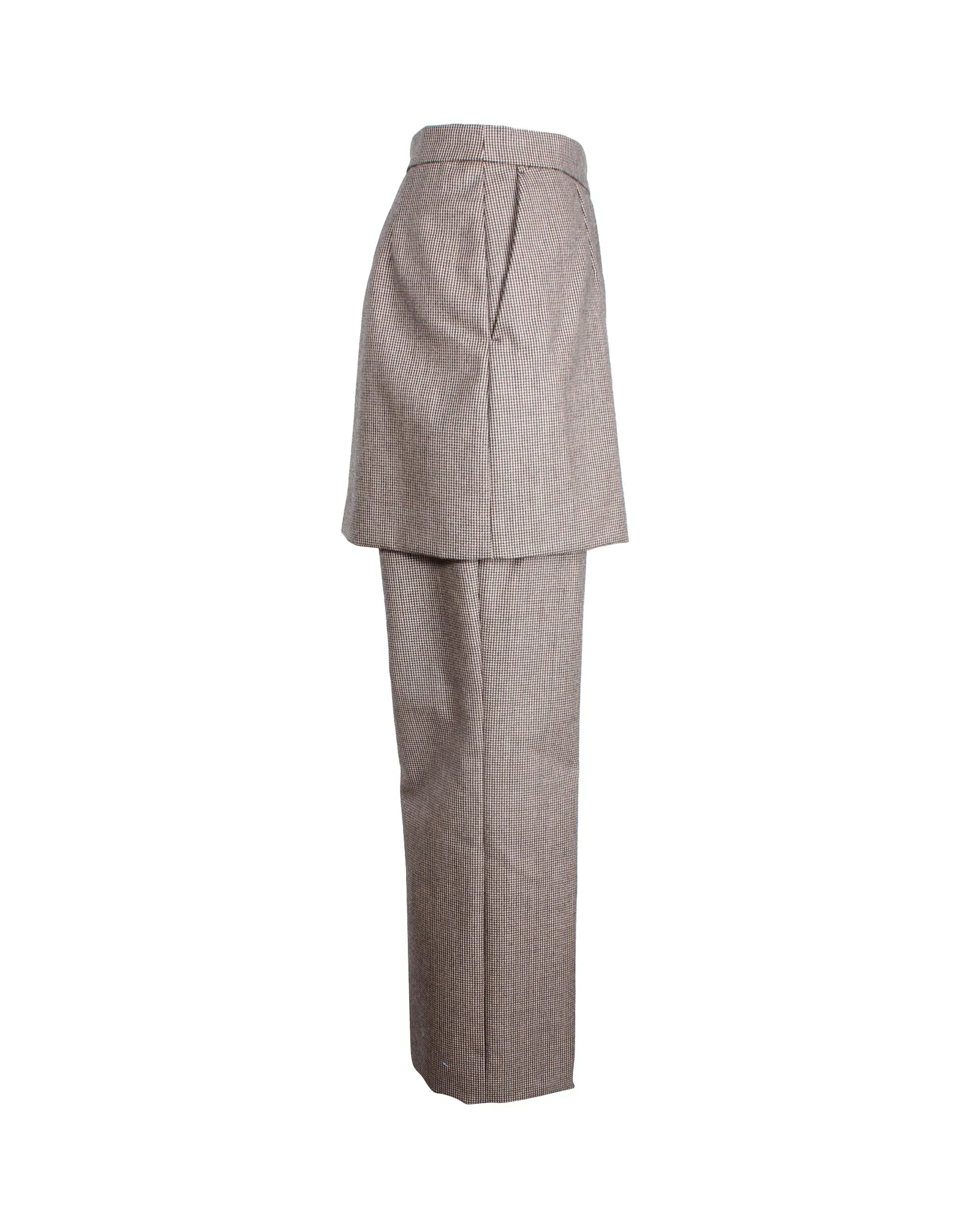 Dries Van Noten Pinella Karo drapiertes Panel gerade Bein Hose in Braun Wolle