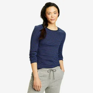 Eddie Bauer Damen-Lieblings-Langarm-Crew-T-Shirt - Gestreift - Bluebell Eddie Bauer