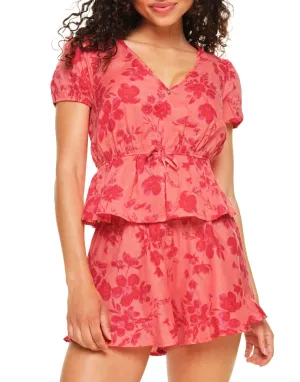 Elisabetta Damen-Pyjama-Bluse und Shorts-Set