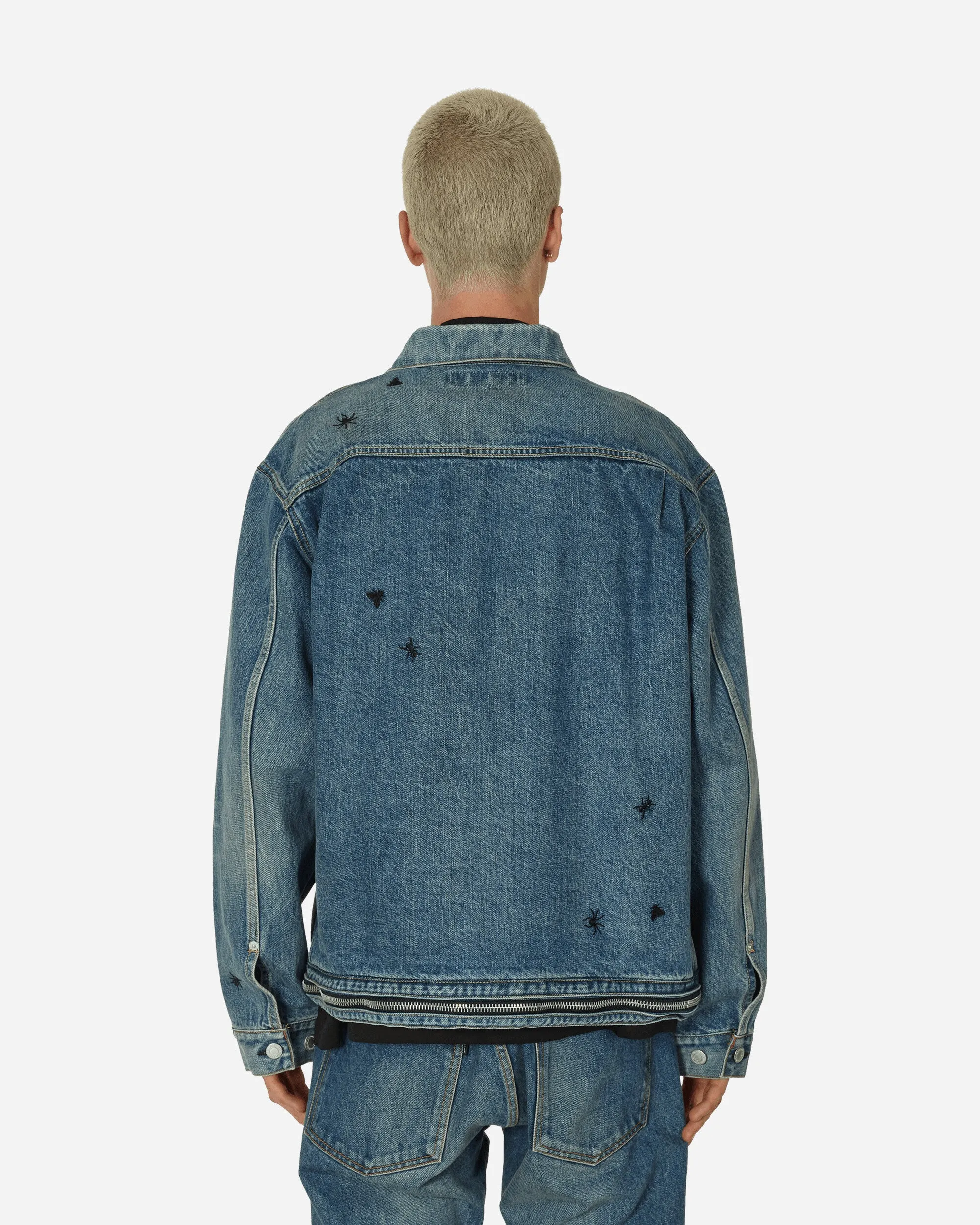Bestickte Denim-Jacke Hellblau Indigo