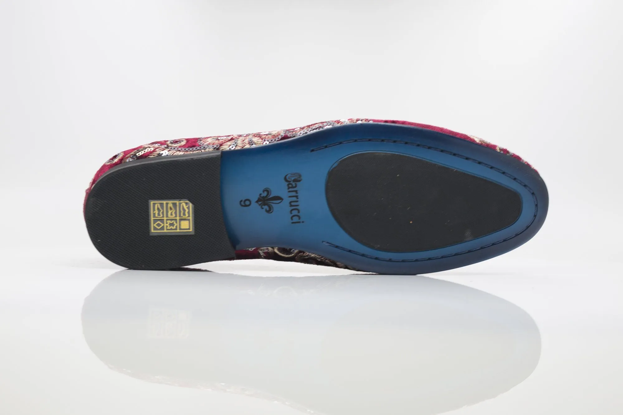 Bestickter Samt-Slip-On-Loafer Rubin