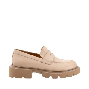 EOS Footwear Damen Ade Penny Leder-Loafer in Birken-Beige