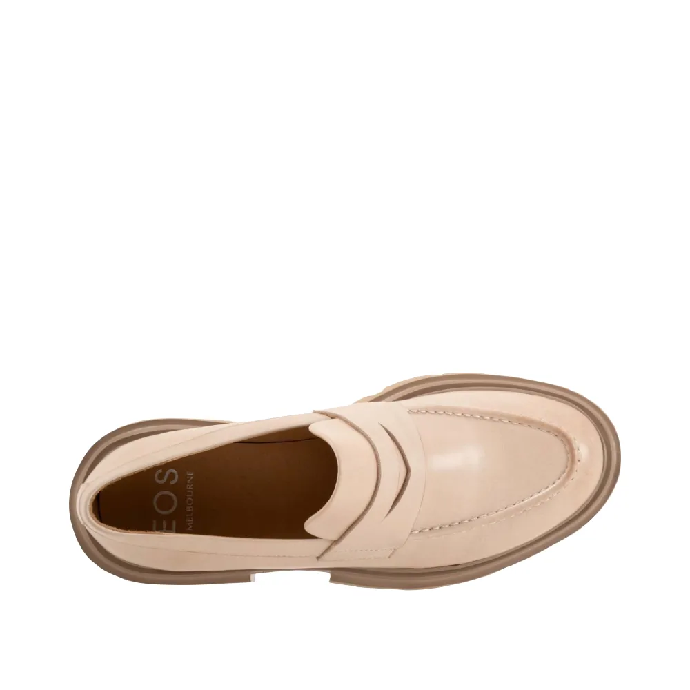 EOS Footwear Damen Ade Penny Leder-Loafer in Birken-Beige