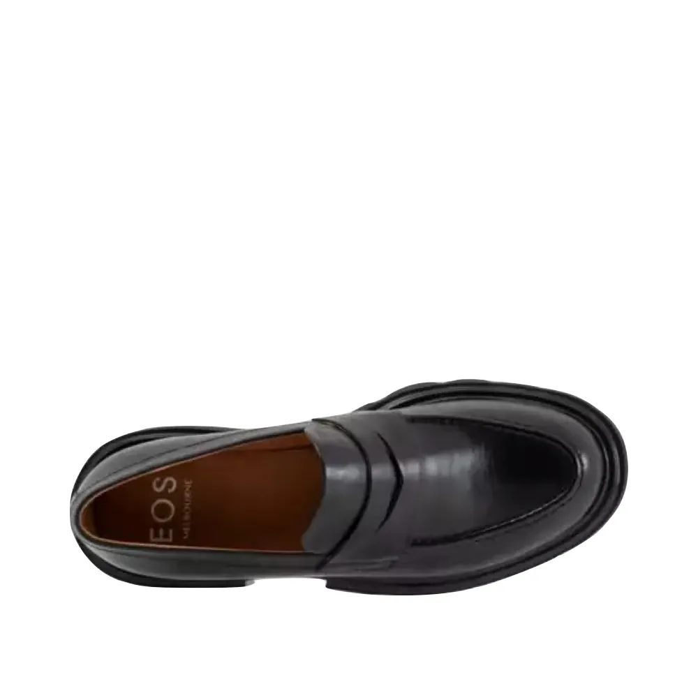 EOS Footwear Damen Ade Penny Leder-Loafer in Schwarz