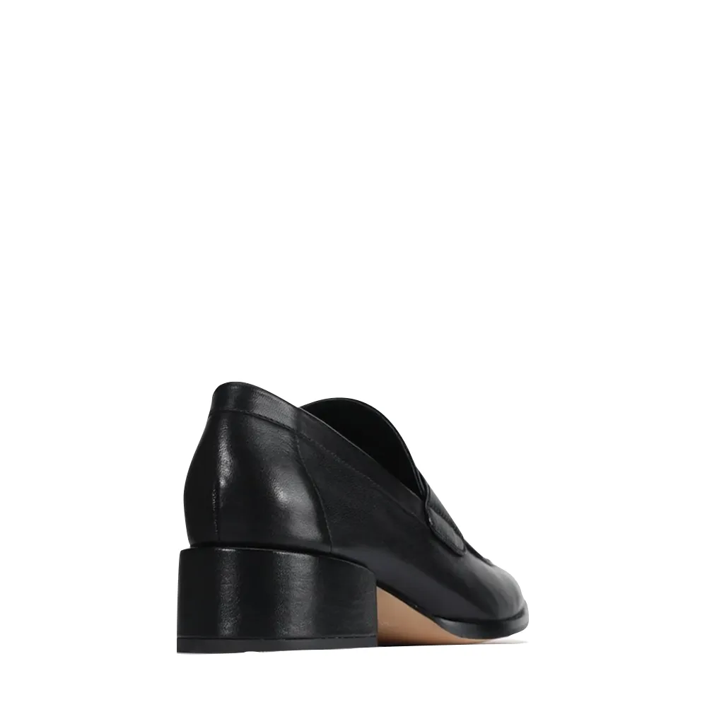 EOS Footwear Damen Cass Leder-Penny-Loafer mit Absatz in Schwarz