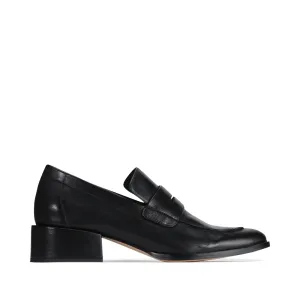 EOS Footwear Damen Cass Leder-Penny-Loafer mit Absatz in Schwarz