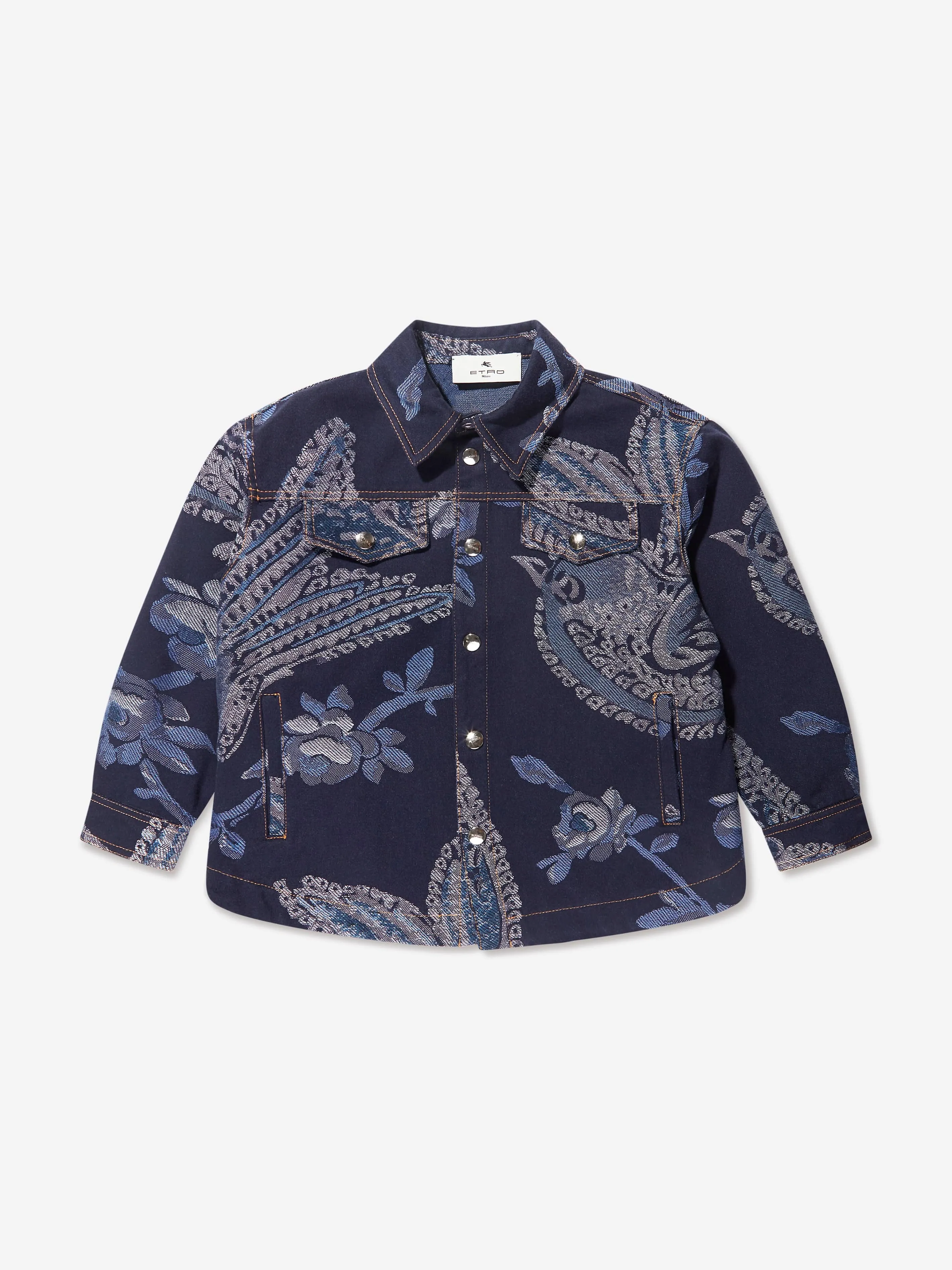 Etro Boys Jacquard Vogel- und Blumenjacke in Marineblau