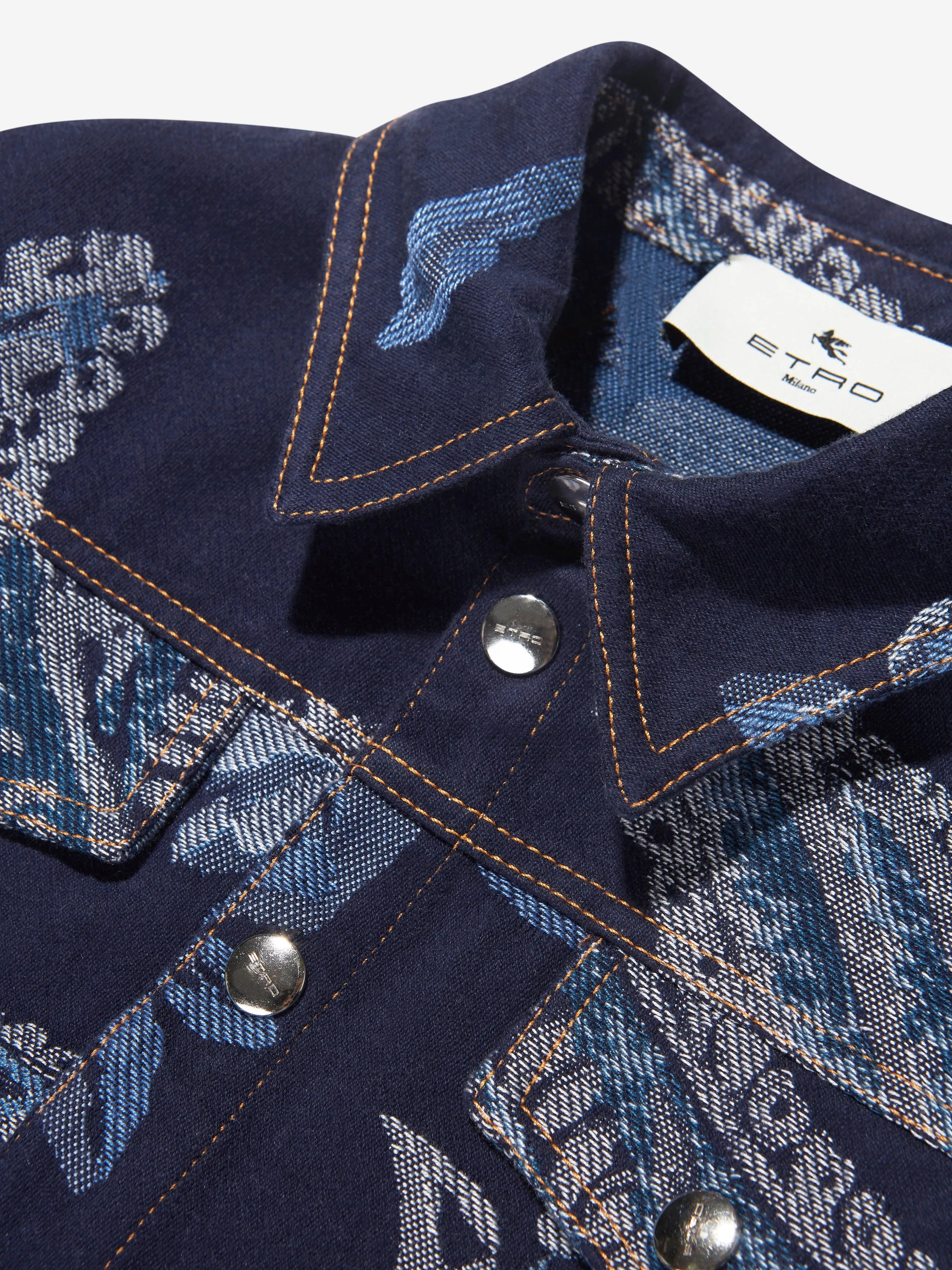 Etro Boys Jacquard Vogel- und Blumenjacke in Marineblau