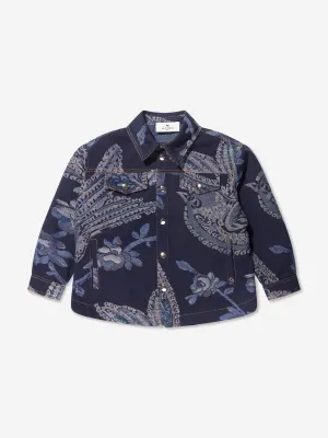 Etro Boys Jacquard Vogel- und Blumenjacke in Marineblau