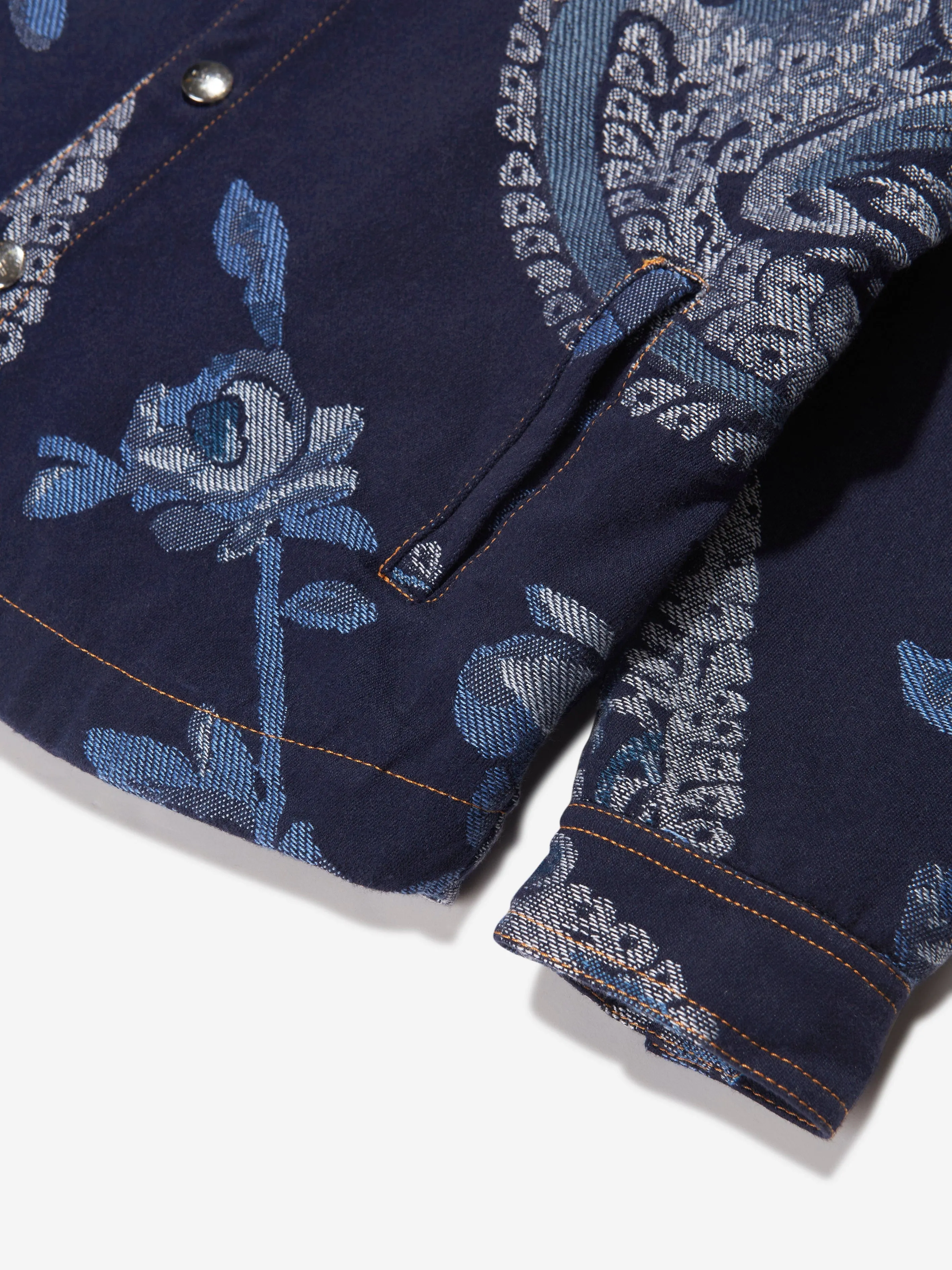 Etro Boys Jacquard Vogel- und Blumenjacke in Marineblau