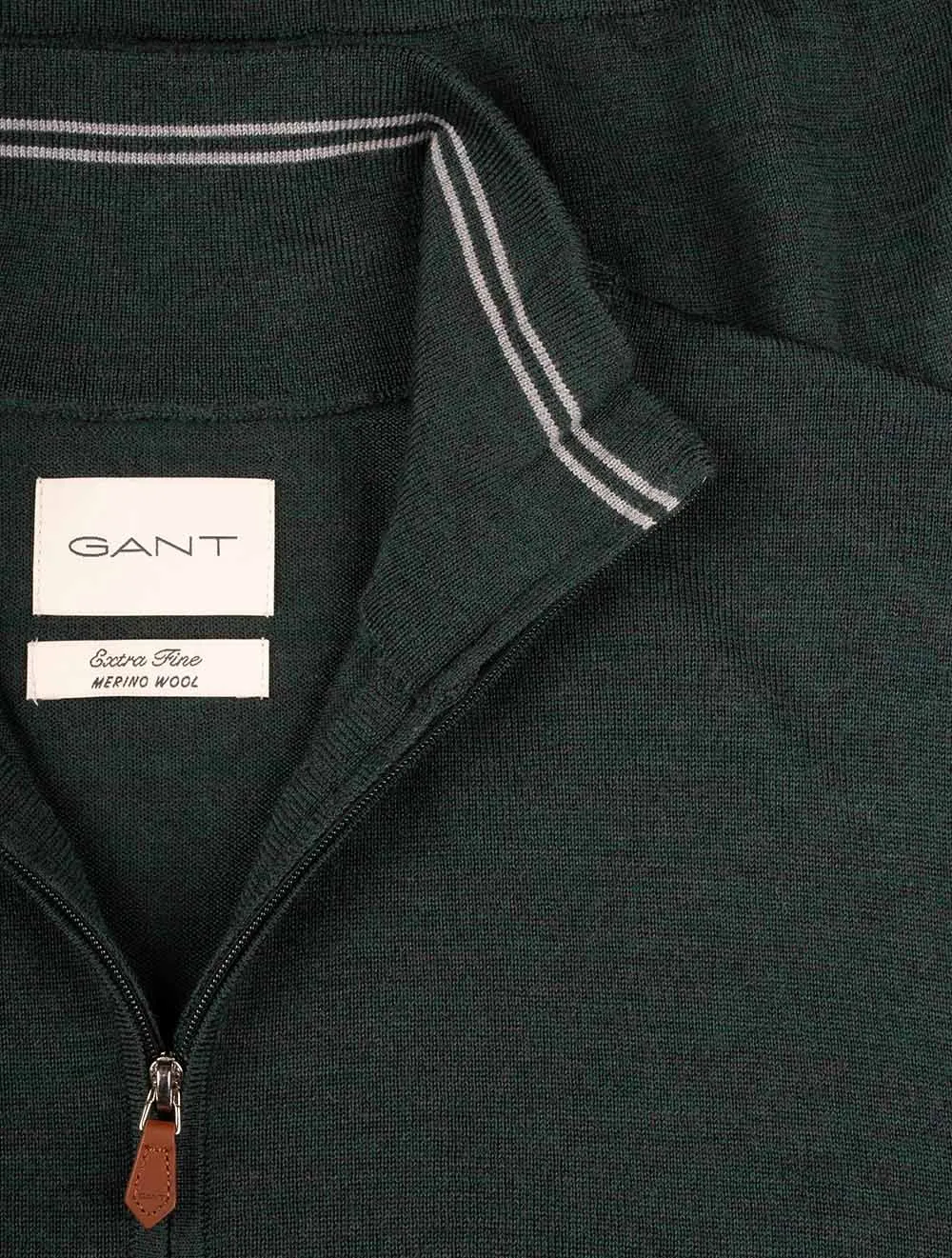 Extrafeine Merinowolle Halbzip Tartan Grün