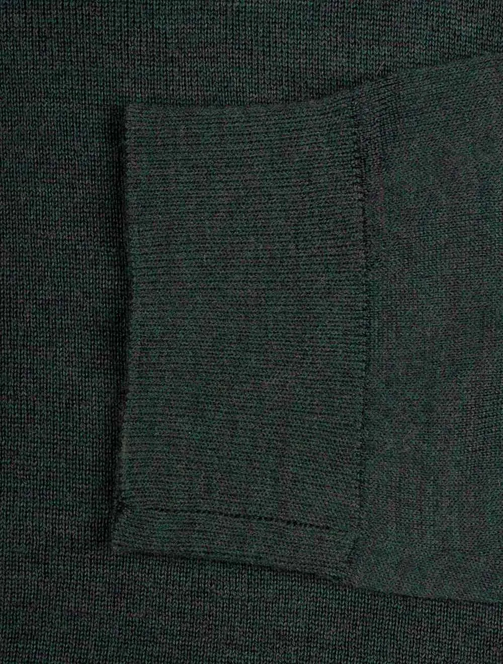 Extrafeine Merinowolle Halbzip Tartan Grün