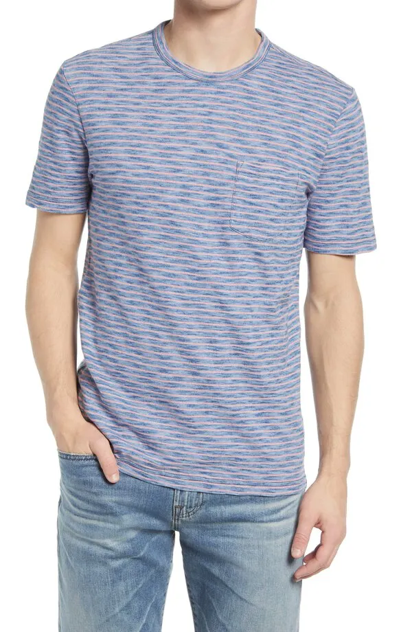 Faherty | Kurzärmeliges Indigo-T-Shirt mit Tasche