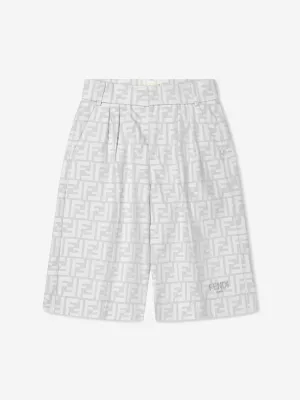 Fendi Boys FF Logo Shorts in Grau