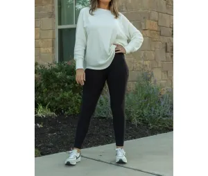 Fleece-Leggins in voller Länge mit Taschen in Schwarz