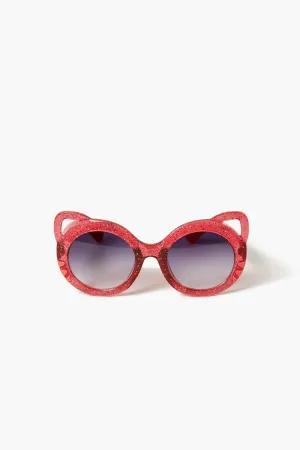 Forever 21 Mädchen Glitzerrunde Sonnenbrille (Kinder) Rot Forever 21