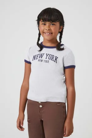 Forever 21 Girls New York Ringer T-Shirt (Kinder) Grau/Mehrfarbig Forever 21