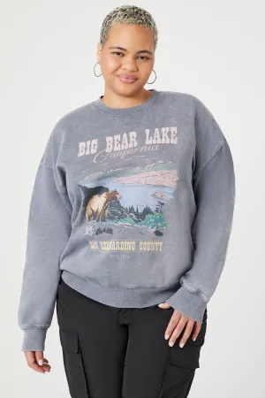 Forever 21 Plus Damen Big Bear Lake Grafik Pullover Anthrazit/Mehrfarbig Forever 21