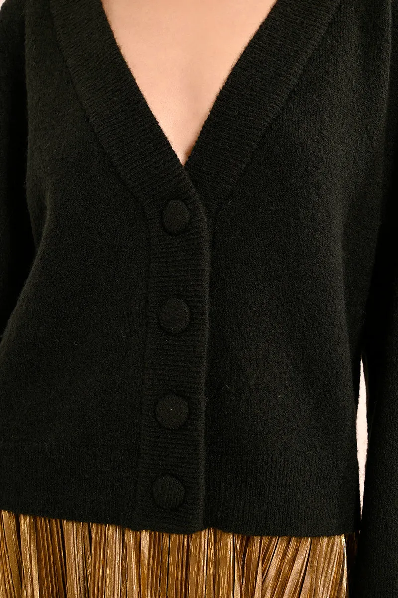 Vierknopf-Cardigan in Schwarz
