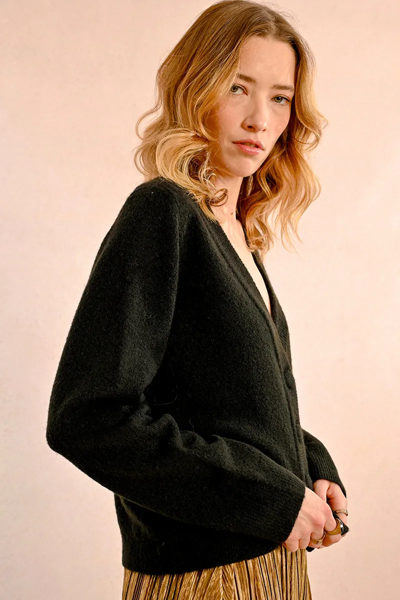 Vierknopf-Cardigan in Schwarz