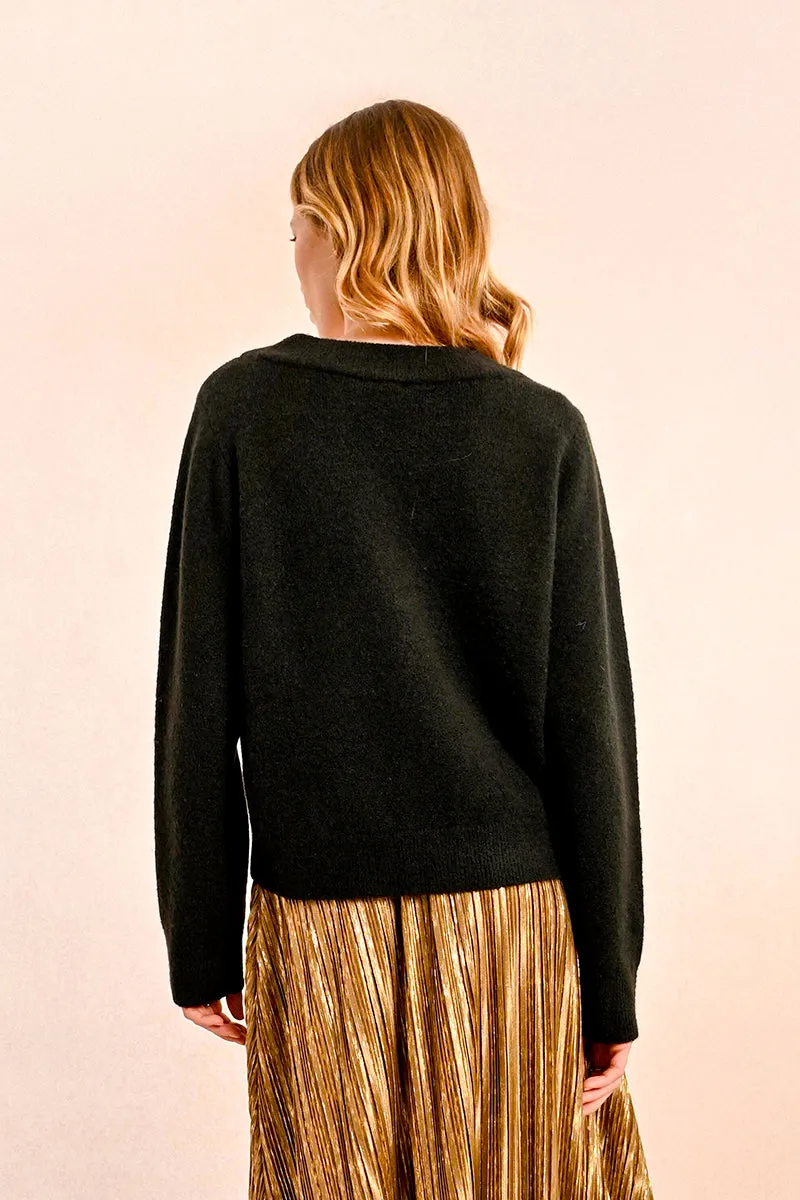 Vierknopf-Cardigan in Schwarz