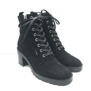 Gianvito Rossi Croft Seitlicher Reißverschluss Kampfstiefel Schwarz Wildleder Größe 39 Schnürstiefelette