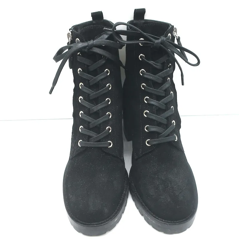 Gianvito Rossi Croft Seitlicher Reißverschluss Kampfstiefel Schwarz Wildleder Größe 39 Schnürstiefelette
