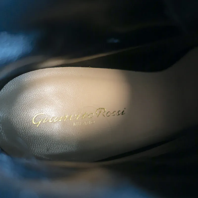Gianvito Rossi Croft Seitlicher Reißverschluss Kampfstiefel Schwarz Wildleder Größe 39 Schnürstiefelette