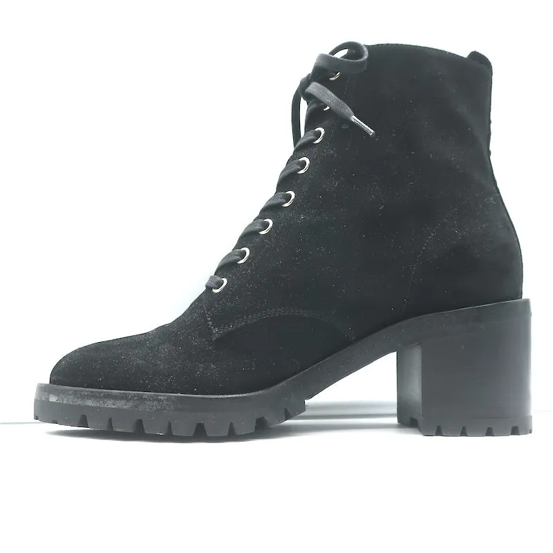 Gianvito Rossi Croft Seitlicher Reißverschluss Kampfstiefel Schwarz Wildleder Größe 39 Schnürstiefelette