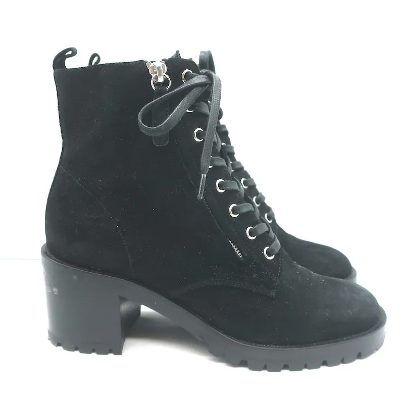 Gianvito Rossi Croft Seitlicher Reißverschluss Kampfstiefel Schwarz Wildleder Größe 39 Schnürstiefelette
