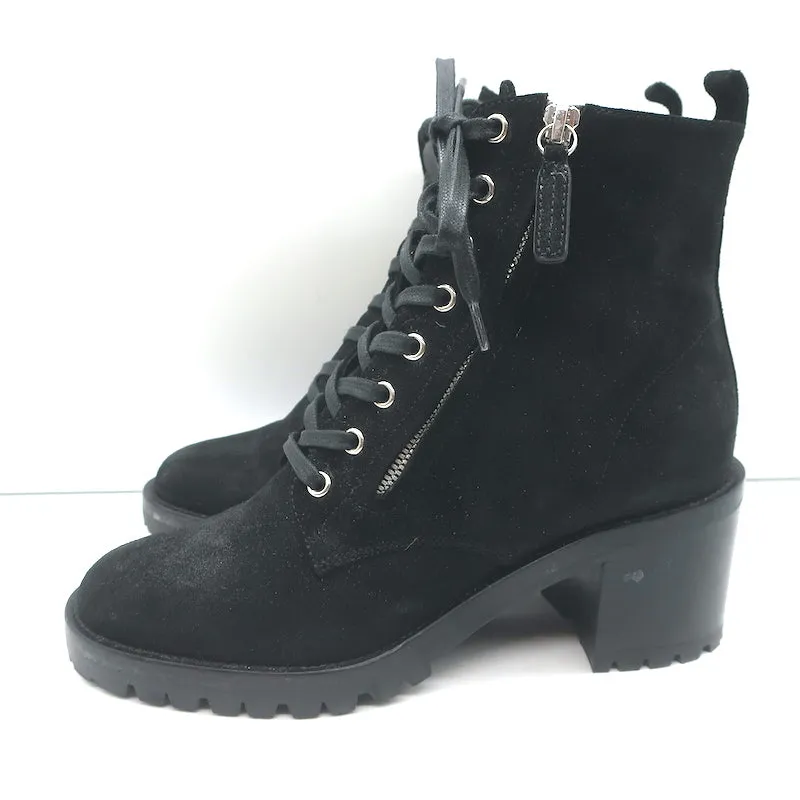 Gianvito Rossi Croft Seitlicher Reißverschluss Kampfstiefel Schwarz Wildleder Größe 39 Schnürstiefelette
