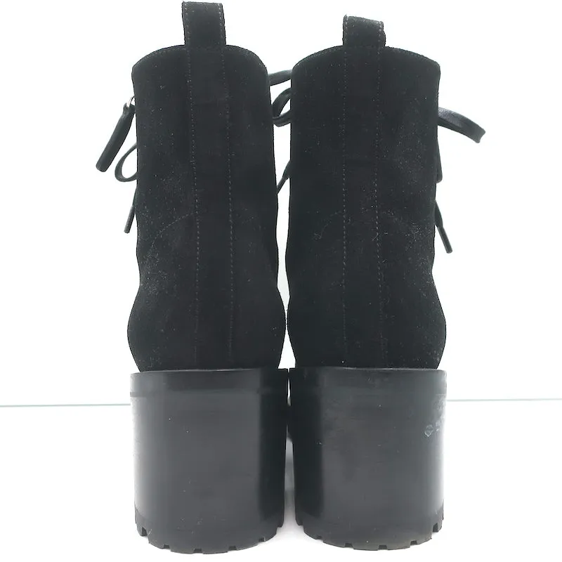 Gianvito Rossi Croft Seitlicher Reißverschluss Kampfstiefel Schwarz Wildleder Größe 39 Schnürstiefelette